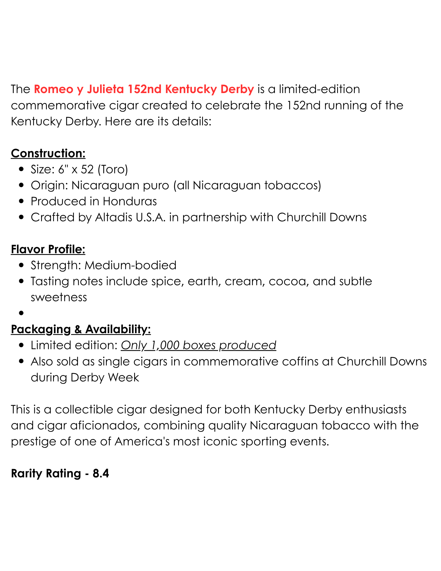 Romeo y Julieta Kentucky Derby 152 Limited Edition