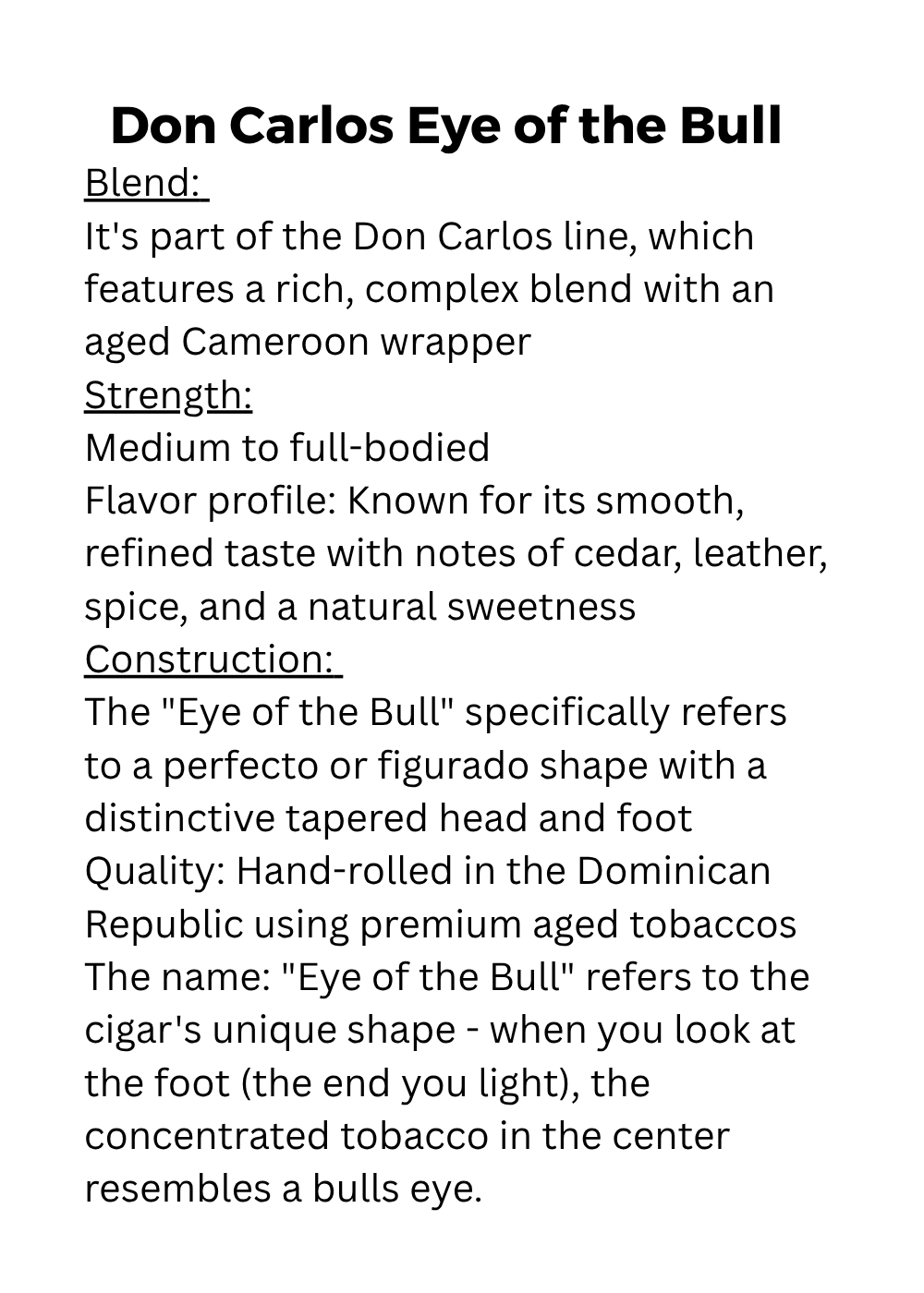 Don Carlos Eye of the Bull